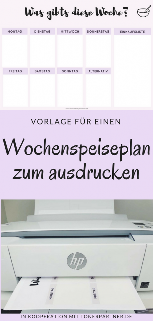 Wochensepieseplan zum ausdrucken Tonerpartner.de ausdrucken pin